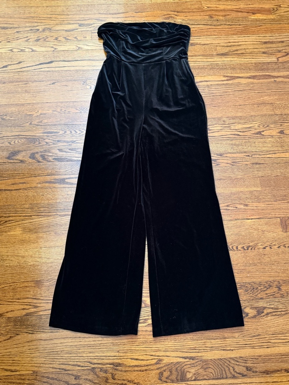 Steve Madden Black Velvet Wide-Leg Foldover Waist Pants